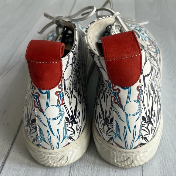 RARE Del Toro x Pepsi Live For Now Blue & Red Printed Leather Chukkas Size 11 - Picture 6 of 11